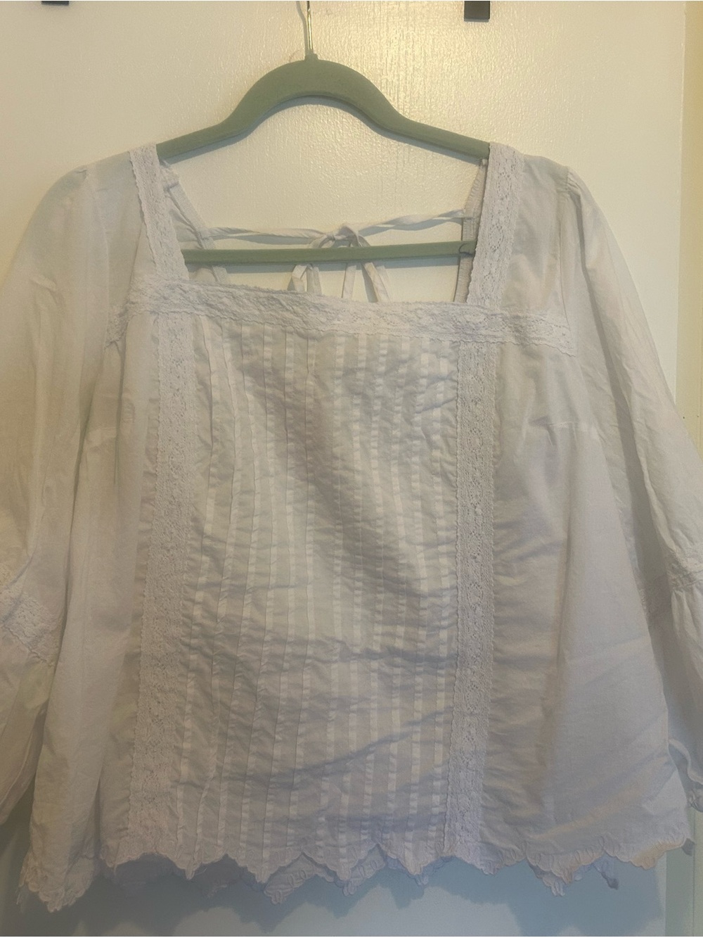 Festi White Lace-Trim Square Neck Women's Top